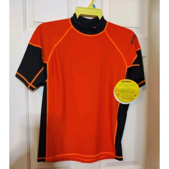 ACTIVSKIN MAXIMUM UV PROTECTION Swim Hike SHIRT Orange SIZE L NWT! Rash Guard - Picture 1 of 7